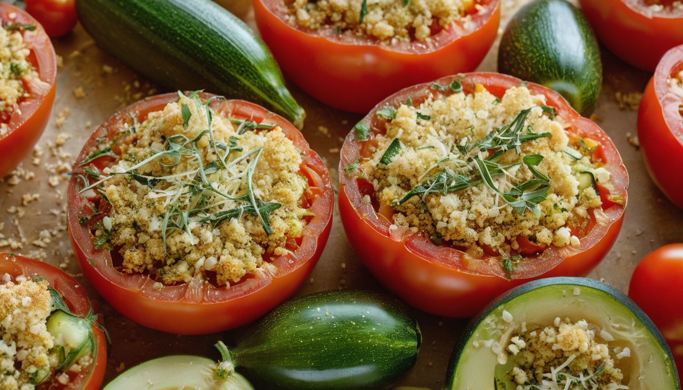 Baked Tomato and Zucchini with Parmesan Thyme Crumb